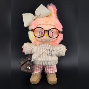 Fits Labubu Clothes Pink Check Birk